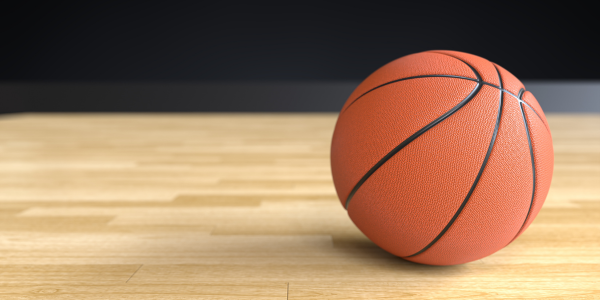 basketball on a a hardwood floor